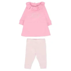 Roze Katoenen Jurk en Legging Set