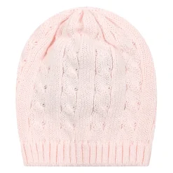 Roze Katoenen Pasgeboren Mutsen met Vlecht