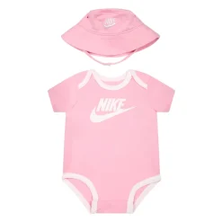 Roze Katoenmix Body en Cloche Set