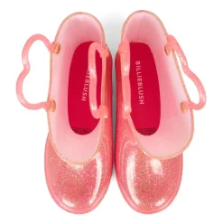 Roze lurex regenlaarzen met hartdetail