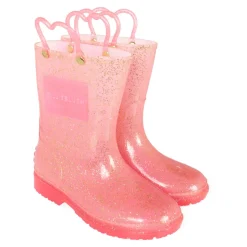 Roze lurex regenlaarzen met hartdetail