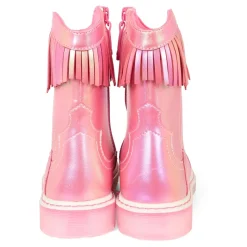 Roze Metallic Franje Enkellaarzen