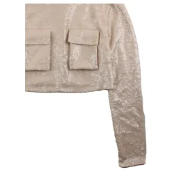 Roze Pailletten Cropped Shirt en Palazzo Broek