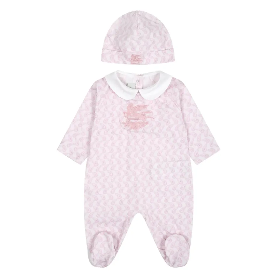 Roze Paisley Romper en Hoed Set