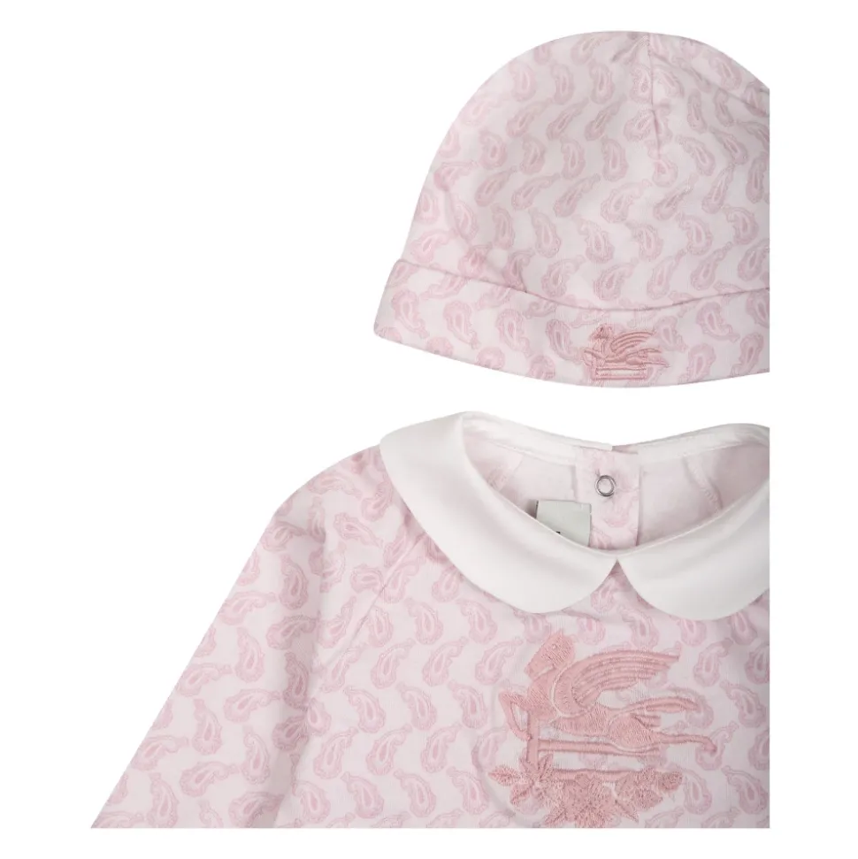 Roze Paisley Romper en Hoed Set