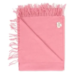 Roze sjaal met franjes en gestippelde sterren