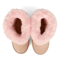 Roze Suède Enkellaarzen met Nepbont