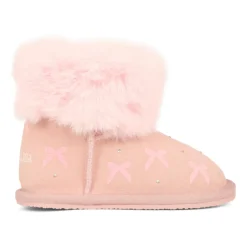 Roze Suède Enkellaarzen met Nepbont