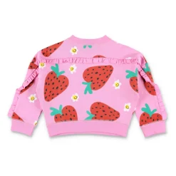 Roze Sweatshirt en Short Set met Aardbeienprint