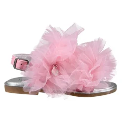 Roze Tule Sandalen met Zilveren Hart