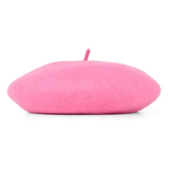 Roze wollen baret met logo