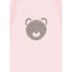 Roze wollen romper met berenversiering