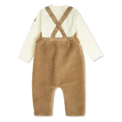 Set: top en broek van nepbont met bretels