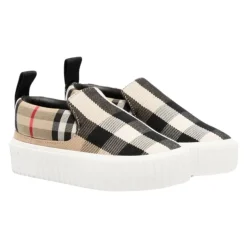 Slip-On Sneakers Beige Checks