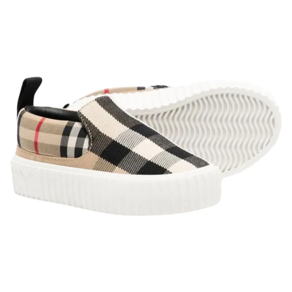 Slip-On Sneakers Beige Checks