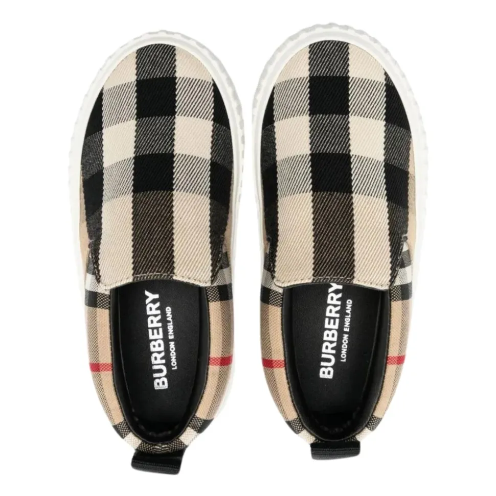 Slip-On Sneakers Beige Checks