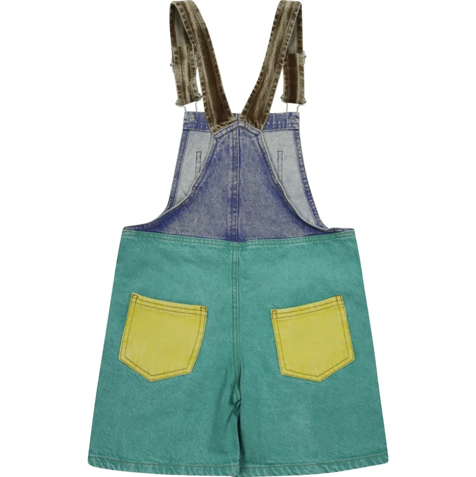 Smiling Color Block Denim Dungaree