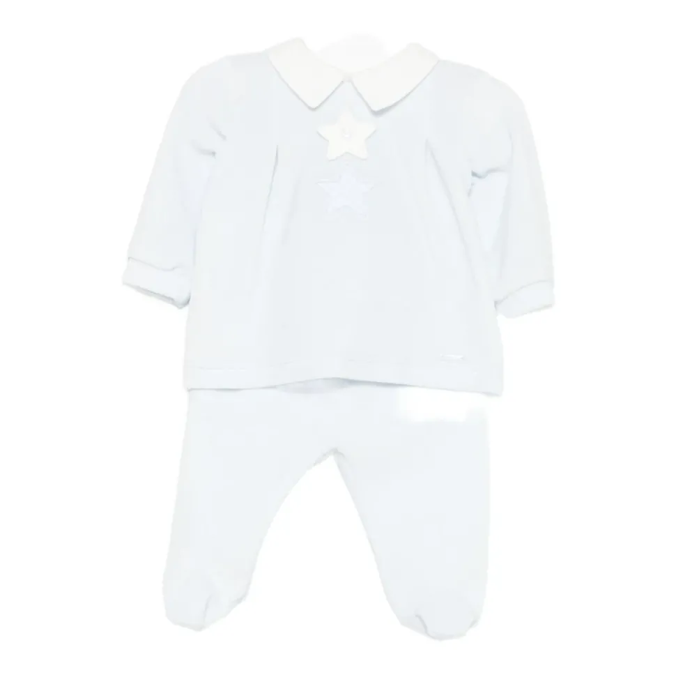 Ster-Appliqué Blauwe Jurken met Knoopsluiting