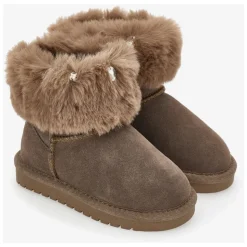 Suède laarzen met edelstenen in bruin