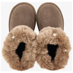 Suède laarzen met edelstenen in bruin