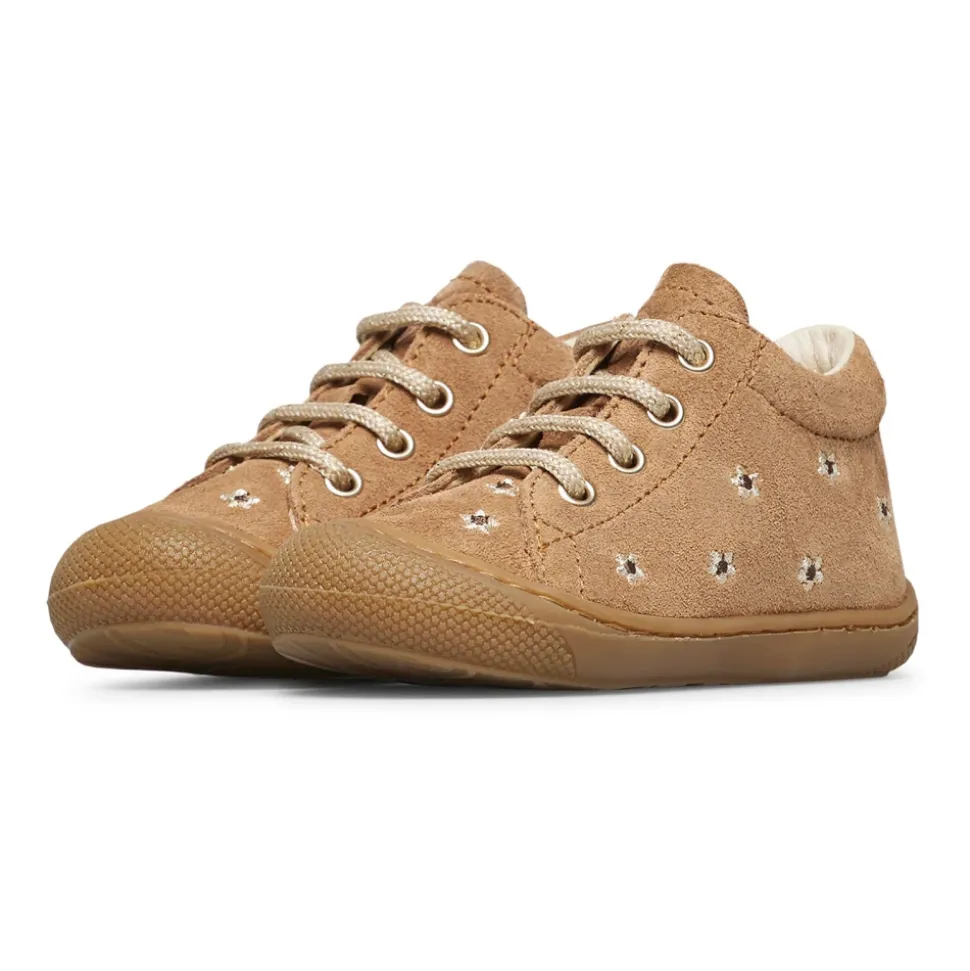 Suede first-steps shoes COCOON EMBR.DAISIES