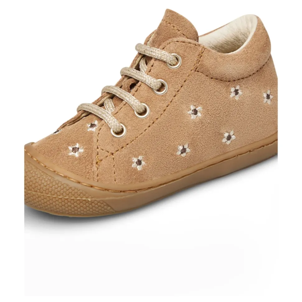 Suede first-steps shoes COCOON EMBR.DAISIES