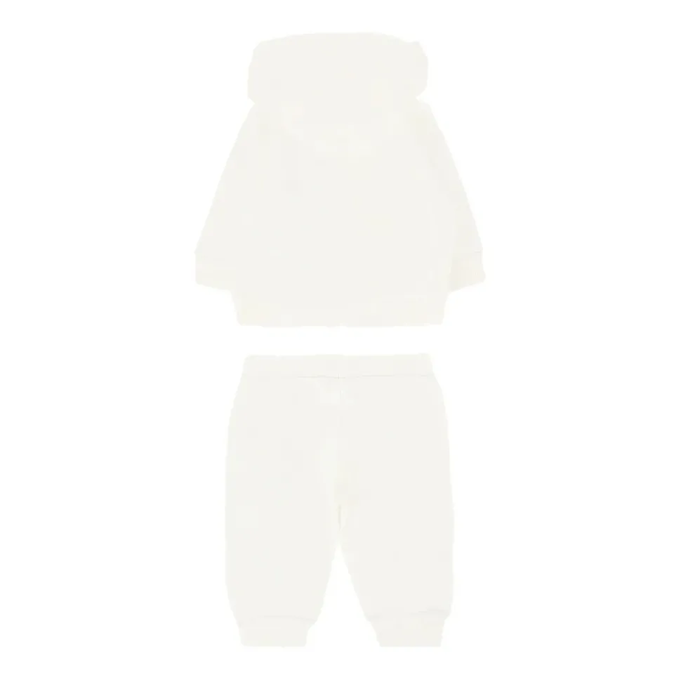 Teddy Print Trainingspak Set Wit Katoen