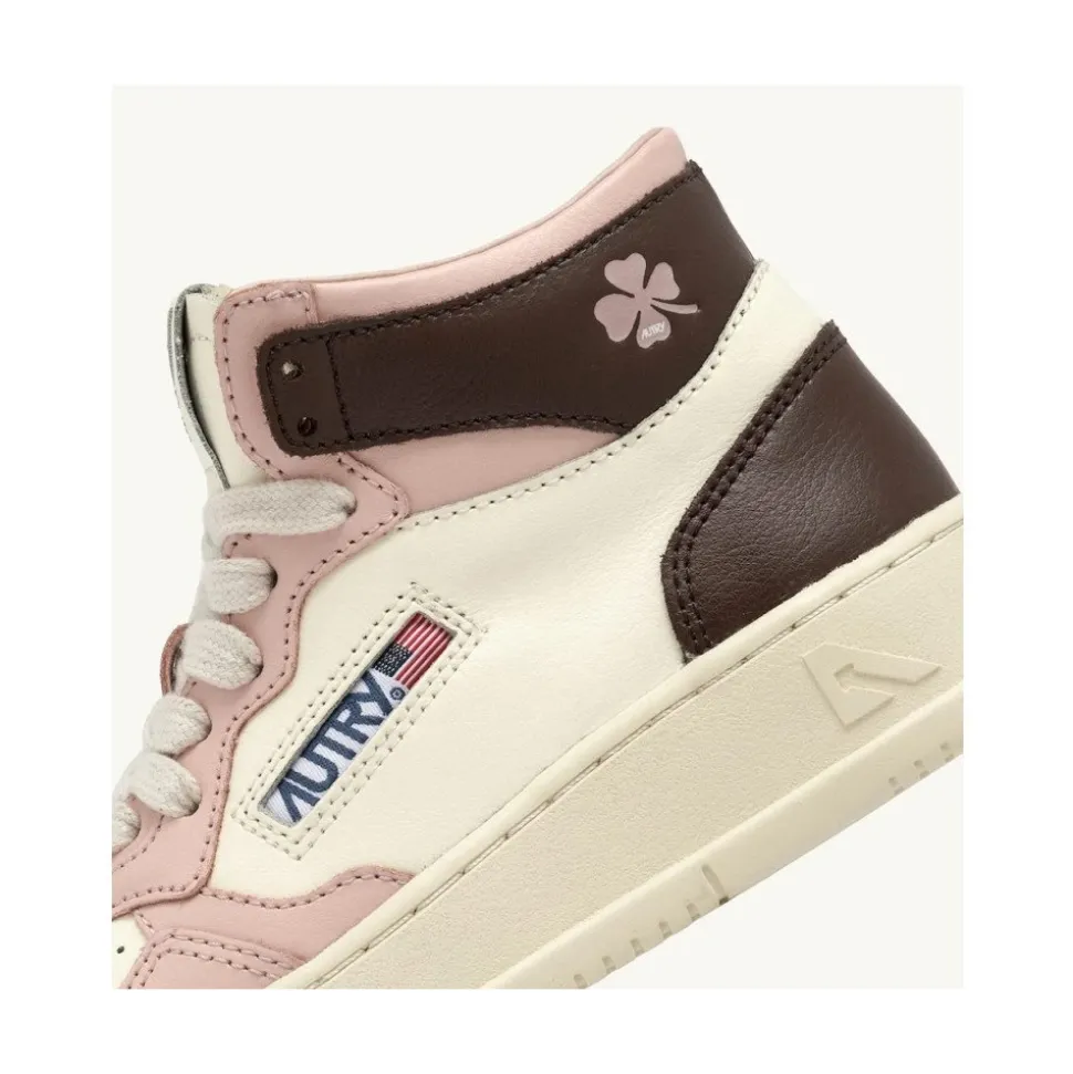Tricolor leren sneakers met rits