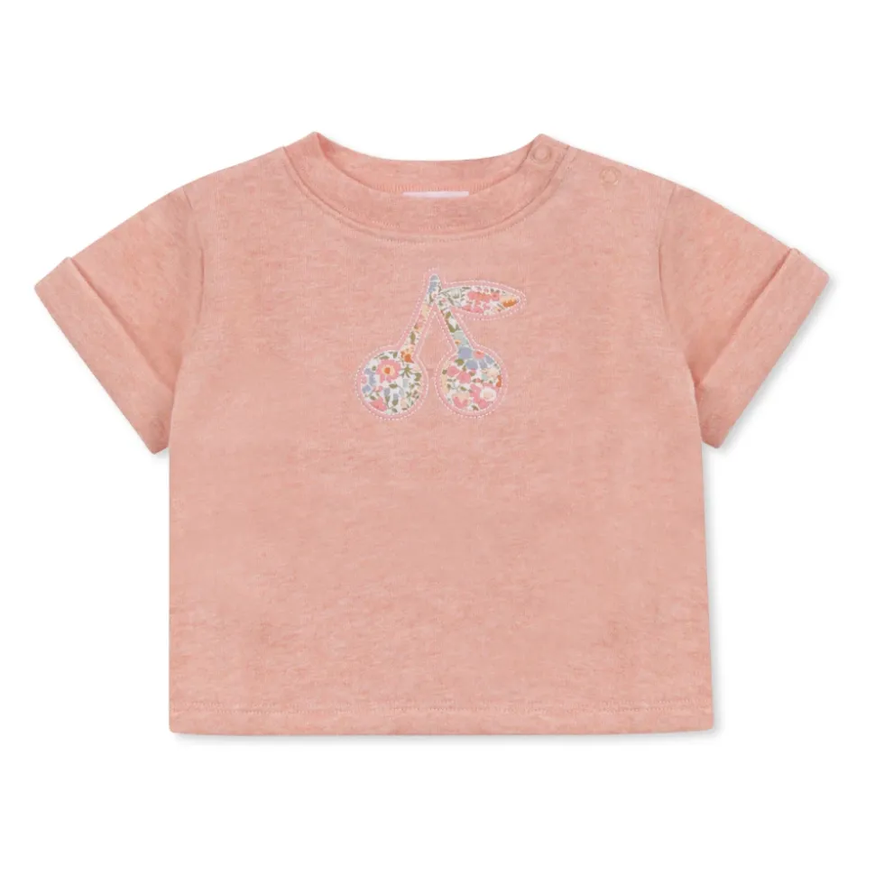 T-shirt met kersen- en bloemenprint