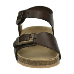 Verstelbare sandaal in bruin leer