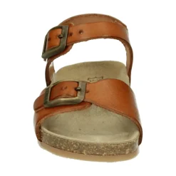 Verstelbare sandaal in cognac leer