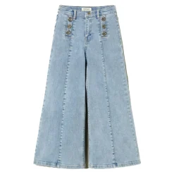 Wide leg jeans met logoknopen