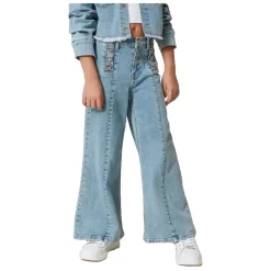 Wide leg jeans met logoknopen