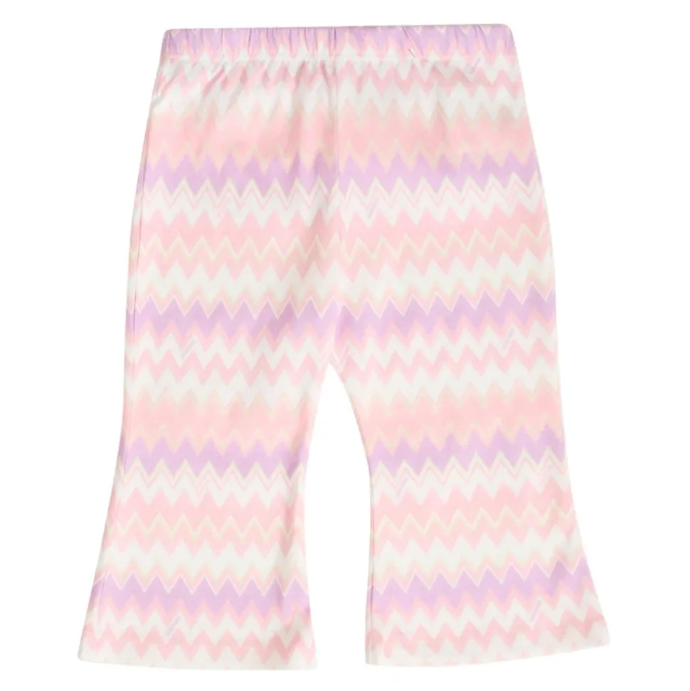 Wijd uitlopende Roze Chevron Patroon Katoenen Leggings
