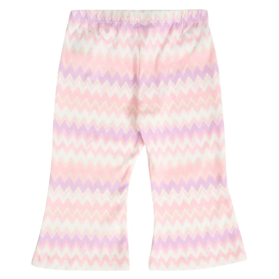 Wijd uitlopende Roze Chevron Patroon Katoenen Leggings