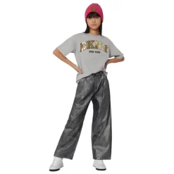 Wijde Pijp Metallic Katoenen Jeans