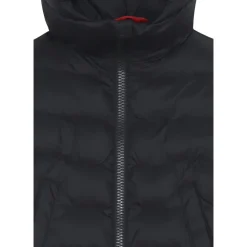 Winter pasgeboren zwart gewatteerd capuchonjack