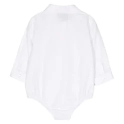 Wit Geborduurd Overhemd Klassieke Kraag