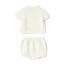Wit Katoenen Tweedelige Babyjurk Set