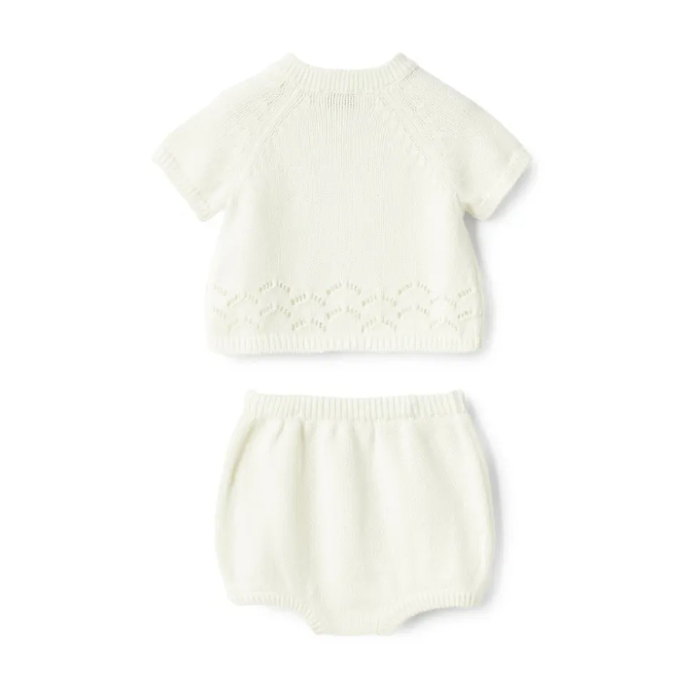 Wit Katoenen Tweedelige Babyjurk Set