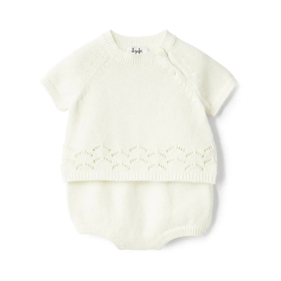 Wit Katoenen Tweedelige Babyjurk Set