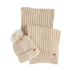 Wit Stof Sjaal en Hoed Set