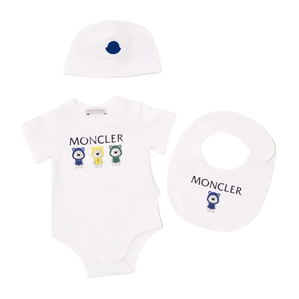 Witte Babyset met Muts en Slabbetje