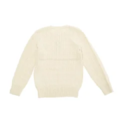 Witte Cable Knit Sweater met Pony Borduurwerk