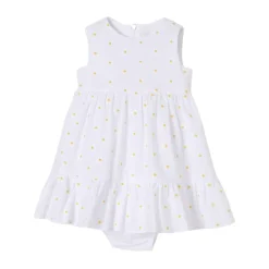 Witte Daisy Print Mouwloze Zomerjurk voor Kinderen