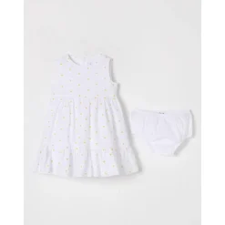 Witte Daisy Print Mouwloze Zomerjurk voor Kinderen
