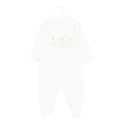 Witte Geborduurde Romper met Lange Mouwen