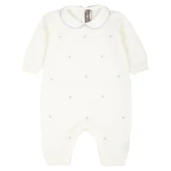 Witte Gebreide Polka Dot Jurk