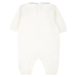 Witte Gebreide Polka Dot Jurk