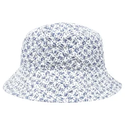 Witte Katoenen Cloche met Blauwe Bloemen